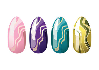 Collection of Pastel Swirl Nail Elements