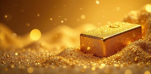 Softly lit gold-threaded parcels, luxurious textures, parcel, gold thread, high-end