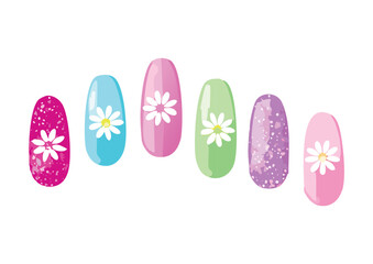 Delicate Pastel Flower Nail Art Set
