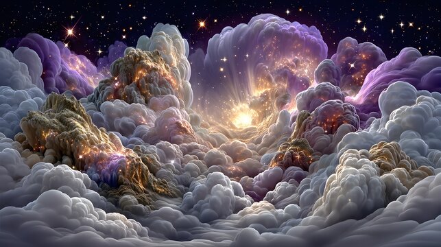 Majestic galaxy clouds glowing with light high resolution photo