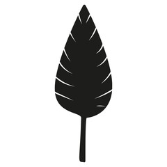 Leaf vector icon. Nature element symbol. Detailed vein pattern. Minimalist white background.