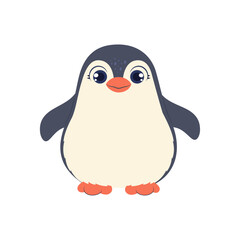 Adorable baby penguin with big eyes. Cute character for winter themes, children’s books, greeting cards, and nursery room decor.