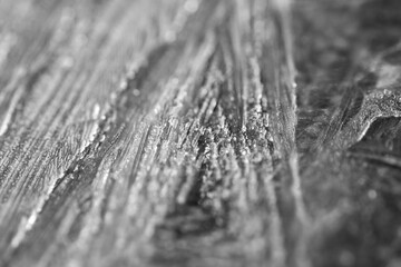 Macro texture of frost or ice crystals especially on frozen food. This is caused by moisture inside the food itself or inside the freezer