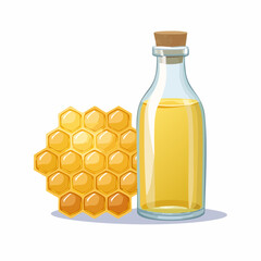 Honeycomb and Honey in Glass Bottle Natural Sweetness Illustration