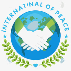 Vector Illustration for International Day of Peace with Dove Globe and Colorful Abstract Design Elements