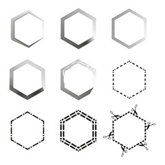 Octagon frame. Geometric border symbol. Arrow accent detail. Vector outline icon.