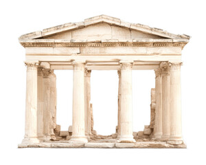 Ancient greek temple ruins greece architecture historical site front cultural heritage isolated on transparent background