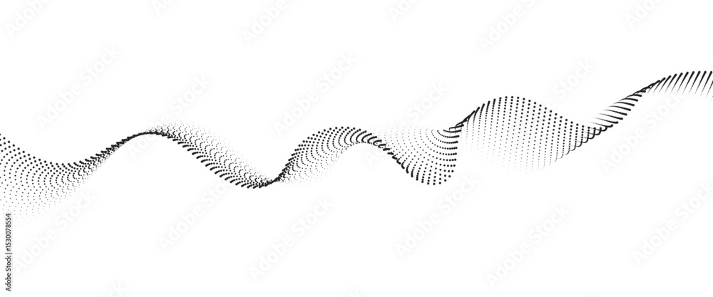 Leinwandbilder flowing dot wave halftone gradient pattern on transparent background