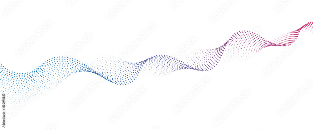 Poster Flowing Dot Wave halftone gradient pattern on transparent background	

