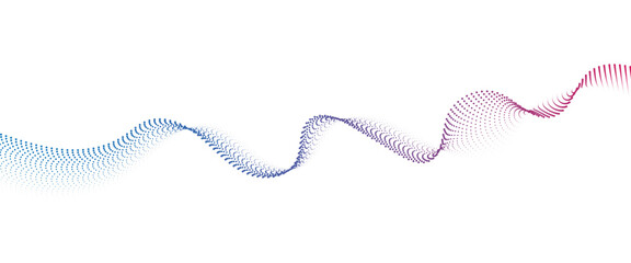 Flowing Dot Wave halftone gradient pattern on transparent background	
