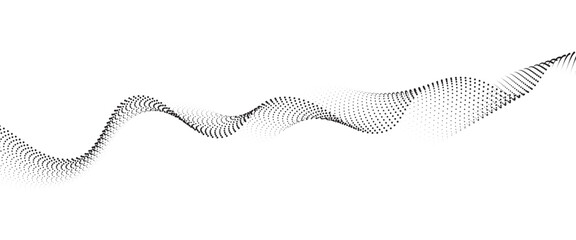 Flowing Dot Wave halftone gradient pattern on transparent background	
