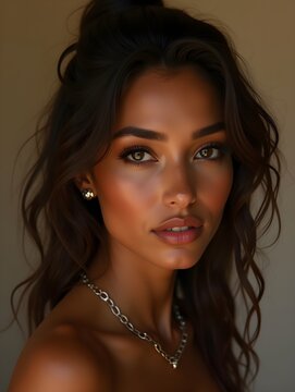 A Portrait Of Breathtakingly Gorgeous, Exotic, Beautiful Woman.