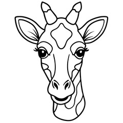 Giraffe Head Line Art Illustration on White Background Detailed Outline Drawing for Creative Projects and Designs