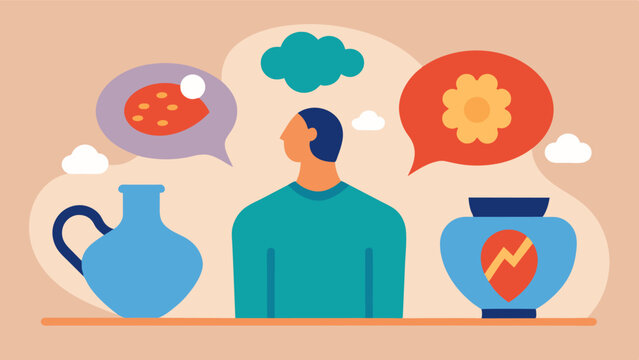 An art the guides a patient with PTSD through a therapeutic ceramics session using the clay to symbolize and process difficult memories of their trauma.. Vector illustration