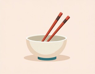 Empty Bowl With Chopsticks Illustration