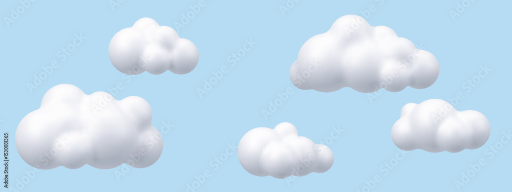 Poster white fluffy cloud vector icon. cartoon render 3d smooth cloud. sky banner with soft volumetric fluf