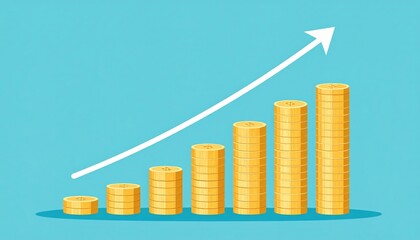 Gold Coin Bar Graph Showing Increase