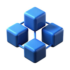 Fototapeta premium 3d blue cubes network isolated on white background