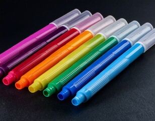 palette of possibilities a vibrant array of markers ready to unleash creativity for drawing sketching and artistic expression on black canvas