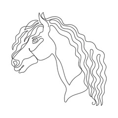 One line drawing art of horse head