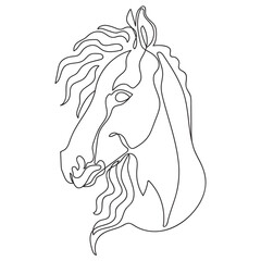 One line drawing art of horse head vector illustration