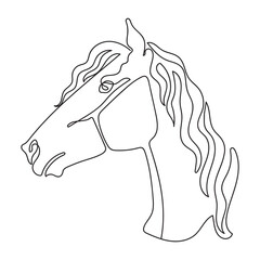 One line drawing art of horse head in profile vector illustration
