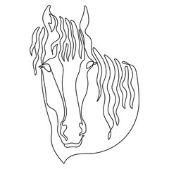 Line art Horse head in one continuous line drawing vector