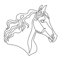 Line art Horse head in one continuous line drawing vector