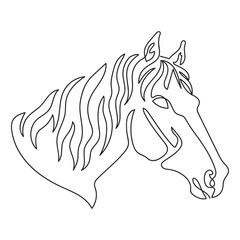 Grace horse head in profile one continuous line drawing vector