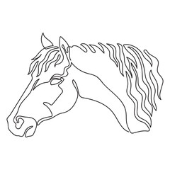 Pony head in profile one continuous line drawing vector