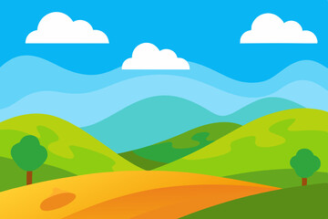 Obraz premium Vibrant Landscape Animation Video Background with Cloud Shadows Vector Art