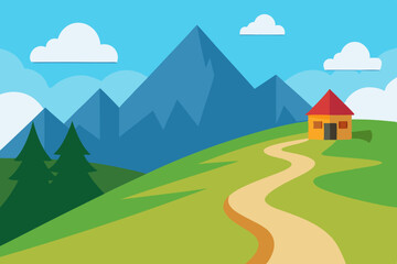 Obraz premium Peaceful Tree Stumps Animation Video Background on Green Lawn Vector