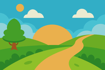 Charming Storybook Scene Animation Video Background with Green Grass Vector