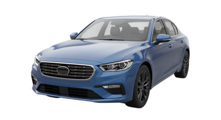 Modern blue sedan car isolated on white background