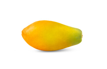 Single whole papaya fruit isolated with shadow.