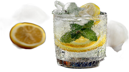 Refreshing Lemon Mint Sparkling Drink in Glass