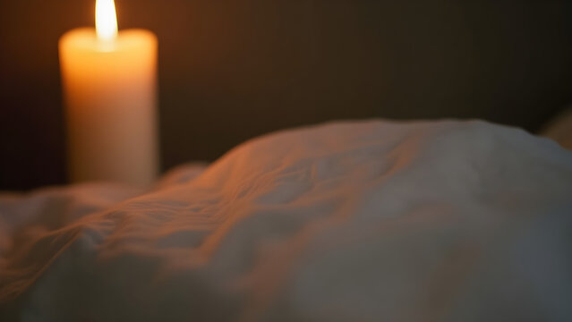 candle in the bedroom , copy space concept for wallpaper or background.