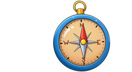 Cartoon compass illustration isolated on white background