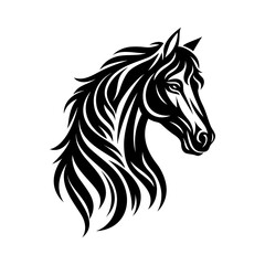 Tribal Horse Head Vector Illustration – Stylized Black Horse Silhouette Design for Logos, Tattoos, Decals, and Prints
