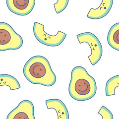 Cute avocado fruits pattern background vector design