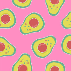 Cute avocado fruits pattern background vector design