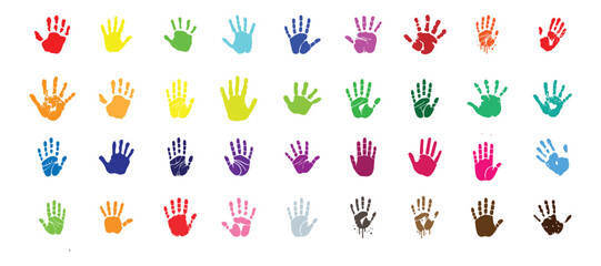 Colorful Handprints Background Delightful for Kids Education and Art Projects