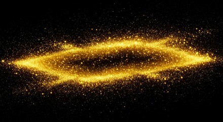 Fototapeta premium Abstract Ring Of Golden Sparkling Particles Glitter On Black Background
