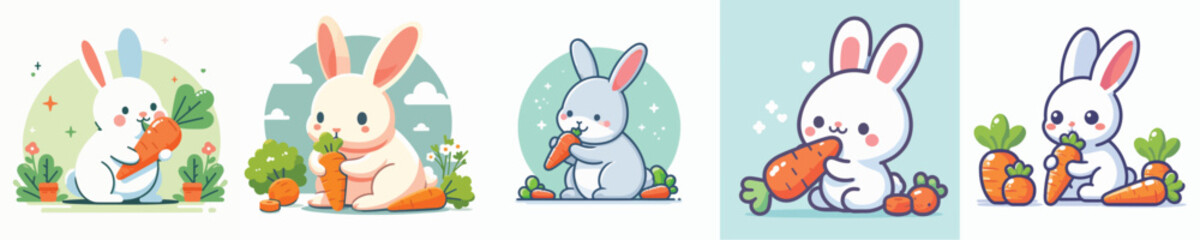Vector of a rabbit eating a carrot