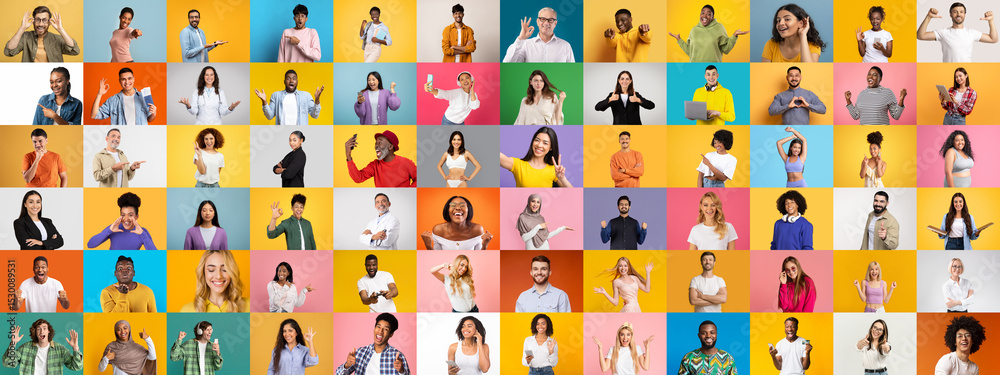 Poster a vibrant collage captures a diverse array of people showcasing their unique lifestyles. each portra