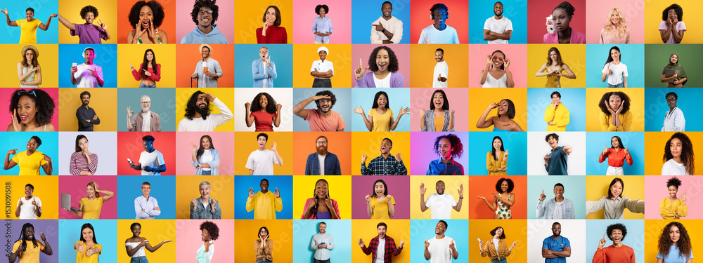 Poster this vibrant collection showcases a diverse group of individuals engaged in various activities, embo