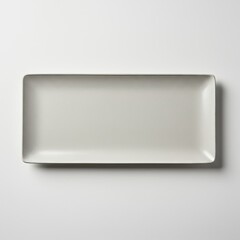 Fototapeta premium White Rectangular Ceramic Plate - Clean Empty Serving Dish for Kitchen Tableware