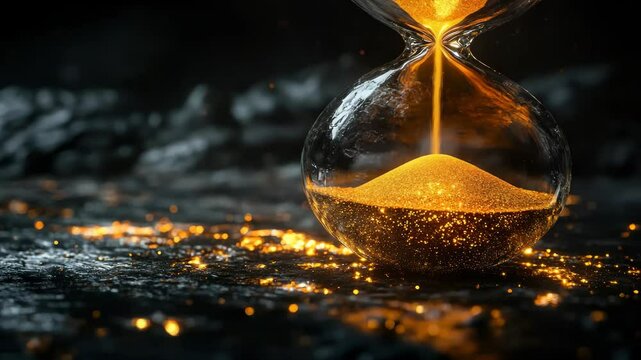 Captivating golden hourglass symbolizing the passage of time and transient beauty