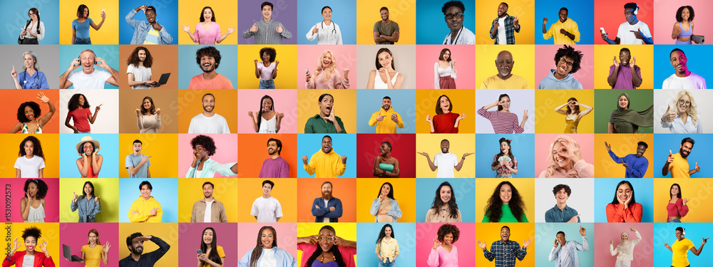 Poster a lively collection showcases diverse faces from various backgrounds, each portraying emotion and in