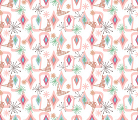 Pink and Blue Retro Geometric Seamless Repeat